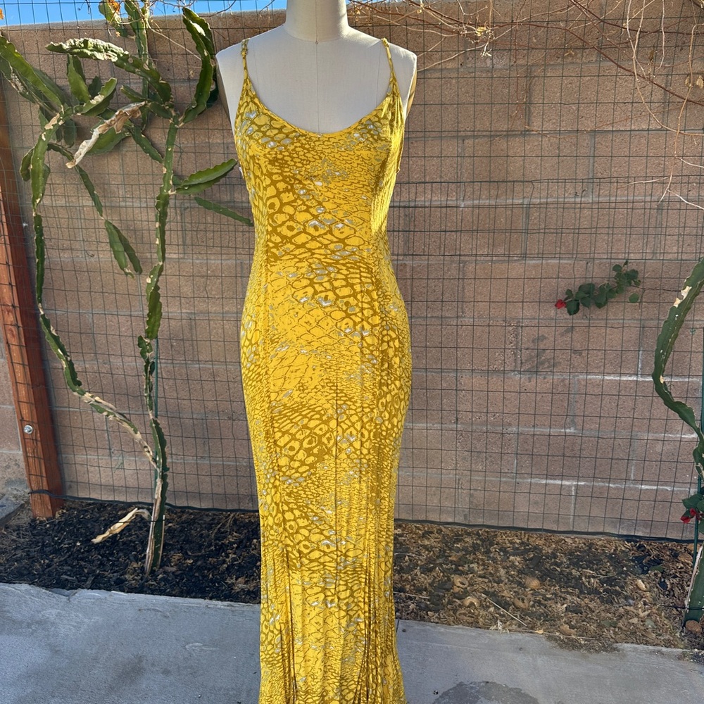 Somedays Lovin Yellow Spaghetti Strap Maxi Dress mermaid hem